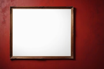 there is a picture of a picture frame on a red wall