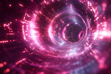 Fototapeta premium Abstract Glowing Pink And Purple Spiral Tunnel