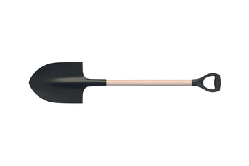 One shovel isolated on white background. Garden equipment. Construction tool. Top view. 3d render