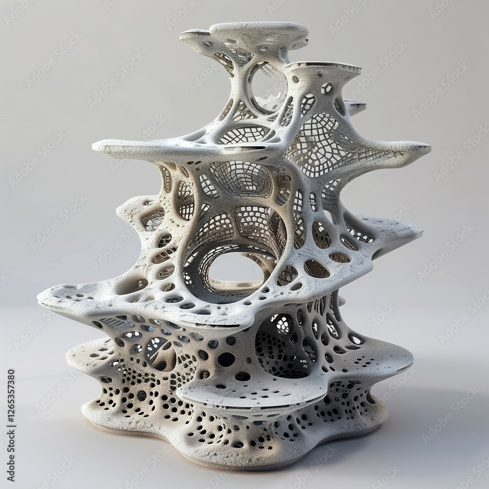 Fototapete unique 3d model showcasing intricate organic structure with layered designs, perfect for modern arch