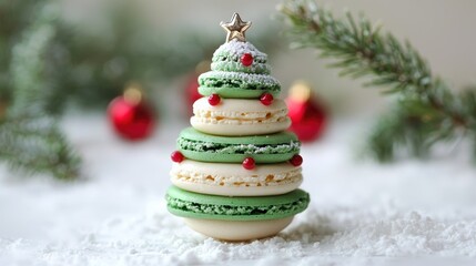 Festive Christmas Tree Macaroon Delights