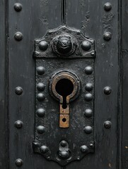 Obraz premium Antique keyhole ornate dark metal door