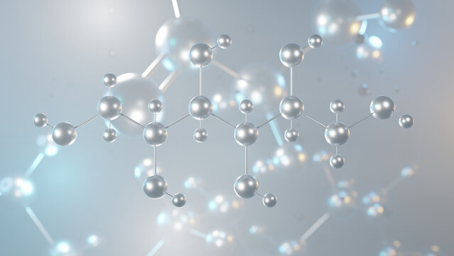 sorbitol molecular structure, 3d model molecule, e420 structural chemical formula view from a microscope