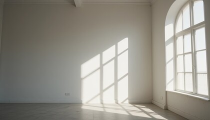 Obraz premium Natural light streaming through window empty room photography minimalist interior conceptual