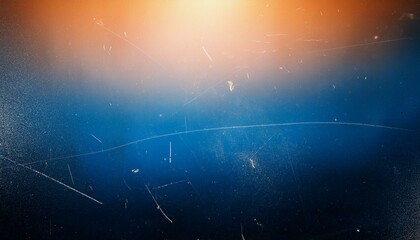aged film overlay dust scratches texture distressed surface blue orange white light flare grain noise on uneven faded abstract illustration background
