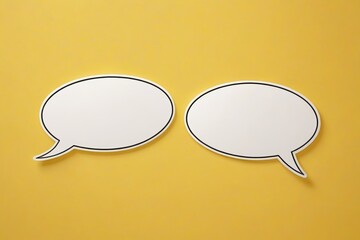 two speech bubbles on a yellow background with a shadow