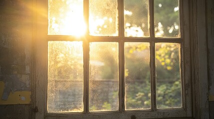 A glass window dirtied by smudges and water stains, evoking an atmospheric effect