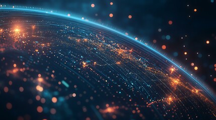 Fototapeta premium A modern logistics concept showing global freight movement with shipping routes and digital tracking systems.