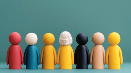 Colorful Figurines Representing Diversity in Modern Society and Community Togetherness
