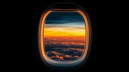Airplane Window Sunset Cloudscape Aerial View
