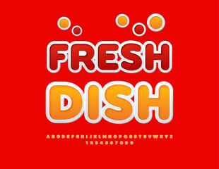 Vector Festive Advertisement Fresh Dish for Cafe. Cute Creative Font. Set of Decorative Alphabet Letters and Numbers.