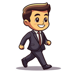 Confident Businessman Walking Forward: Cartoon Illustration