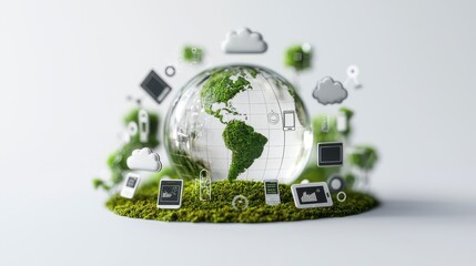 Fototapeta premium Earth World Eco-friendly globe with digital elements