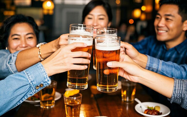 man drinking beer; toast celebration after work