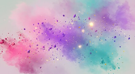 Fototapeta premium Abstract Explosion of Colors with Glittering Dust Particles Background
