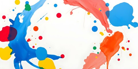 Colorful Paint Splatter: An abstract explosion of vibrant paint splatters in blue, red, orange, and yellow creates a dynamic and energetic composition.