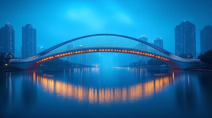 Naklejka premium neon bridge over the river