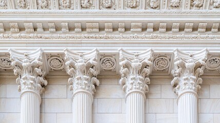 Fototapeta premium Intricate Stone Carving Detail On Neoclassical Building Facade