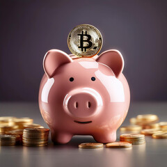 Piggy Bank Bitcoin Savings Financial Investment and Budgeting