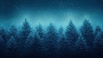 Naklejka premium Mystical winter forest at night under starry sky