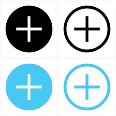 Obraz premium Add, new, plus icon symbol - create icons, more button in filled, thin line, outline and stroke style for apps and website. Colorful icon set, vector illustration