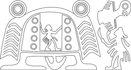 vector sketch illustration silhouette design symbol character mayan tribe classic vintage ethnic traditional 