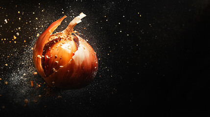 Exploding Onion Dramatic Food Photography Brown Onion Splash diet dark life burst fresh still recipe