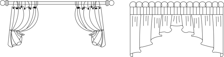 vector sketch illustration silhouette design curtain fabric for home interior