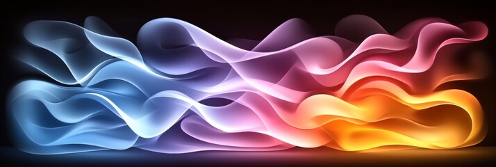 Obraz premium Abstract Luminous Waves A Gradient Vector Background of Sweeping Lines in Blue, Magenta, and Orange