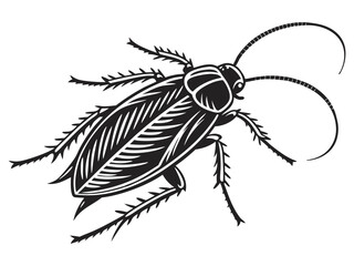 High-contrast vector drawing of a cockroach, highlighting its anatomical features, perfect for entomology or pest control materials.
