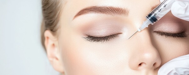 Close-Up of Woman Receiving Cosmetic Injection Procedure for Beauty