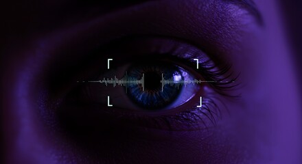 Naklejka premium Eye Scan Biometric Security Technology Iris Recognition and Authentication System