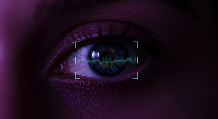 Eye Scan with Sound Wave Graphic Overlay Technology and Biometric Security