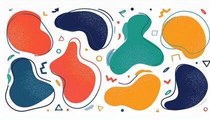 Fototapeta premium Organic abstract shape set. Abstract texture brush stroke elements. Organic blob grunge paint texture background. Wave, circle blob, triangle contemporary shape. Vector illustration