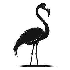 A striking, stylized silhouette of a flamingo against a plain white background.