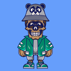 Mascot character design cartoon lemur hat