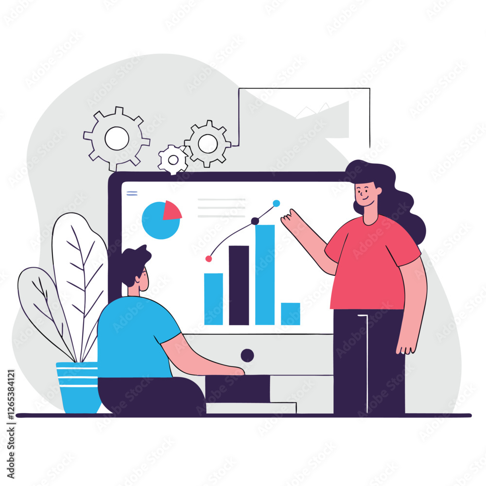 Poster a diverse team of professionals engaging in data analysis with charts on a screen, sharing insights 