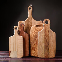 Market Display of Wooden Cutting Boards Various Woods
