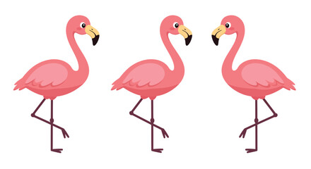 Fototapeta premium Pink flamingos in a playful stance with flat design style vector art