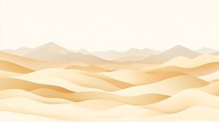 Serene golden desert landscape gently rolling hills soft light. AI Generated