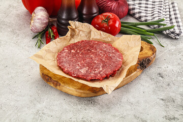 Raw beef burger cutlet minced meat