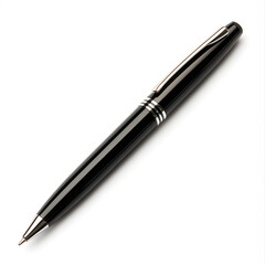  A black fountain pen with a gold trim, placed against a white background.
