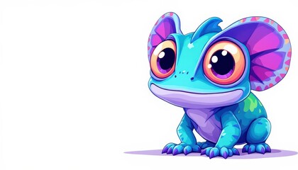 Obraz premium Cartoon Lizard Sitting with Big Eyes Illustration for Children's Content for Graphic Resource and Text Overlay Purpose Purpose