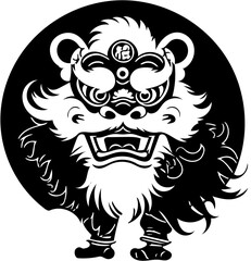 lion dance silhouette vector