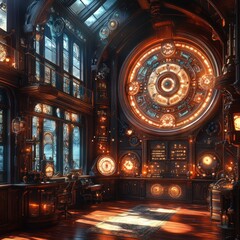 Fototapeta premium Ornate Steampunk Observatory Interior