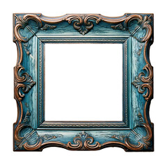 Ornate wooden frames in blue colors with intricate details vintage style seamless background