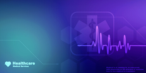 2D illustration Heart cardiogram background