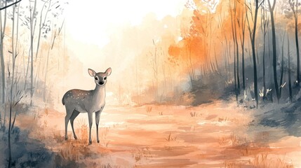 Autumnal Serenity: A Fawn in the Golden Woods