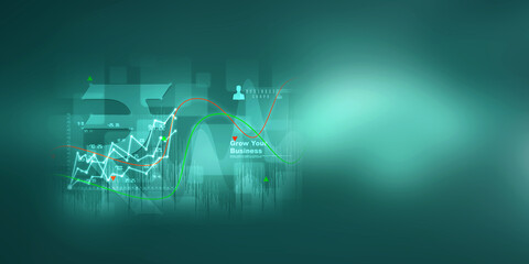 2d illustration Stock market online business concept. business Graph 