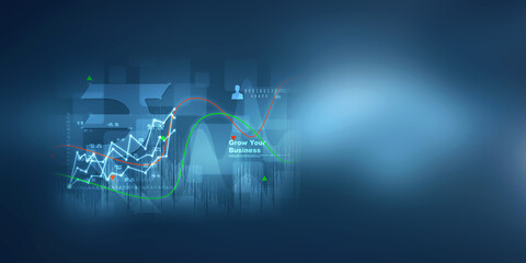 2d illustration Stock market online business concept. business Graph 